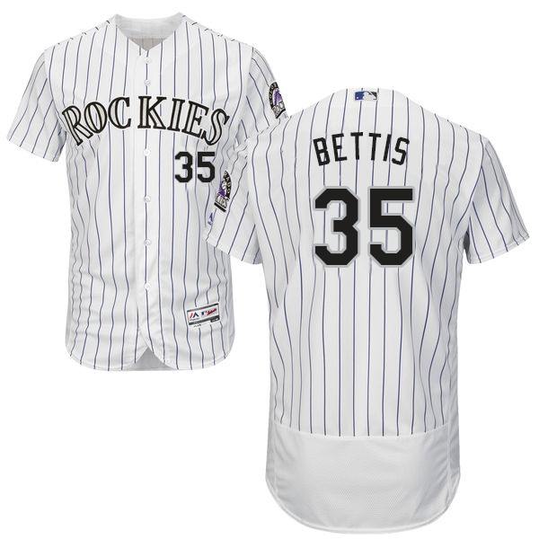 Rockies #35 Chad Bettis White Strip Flexbase Authentic Collection Stitched MLB Jersey - Click Image to Close